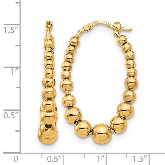 37mm Gold Plated Silver Beaded Hoop Earrings