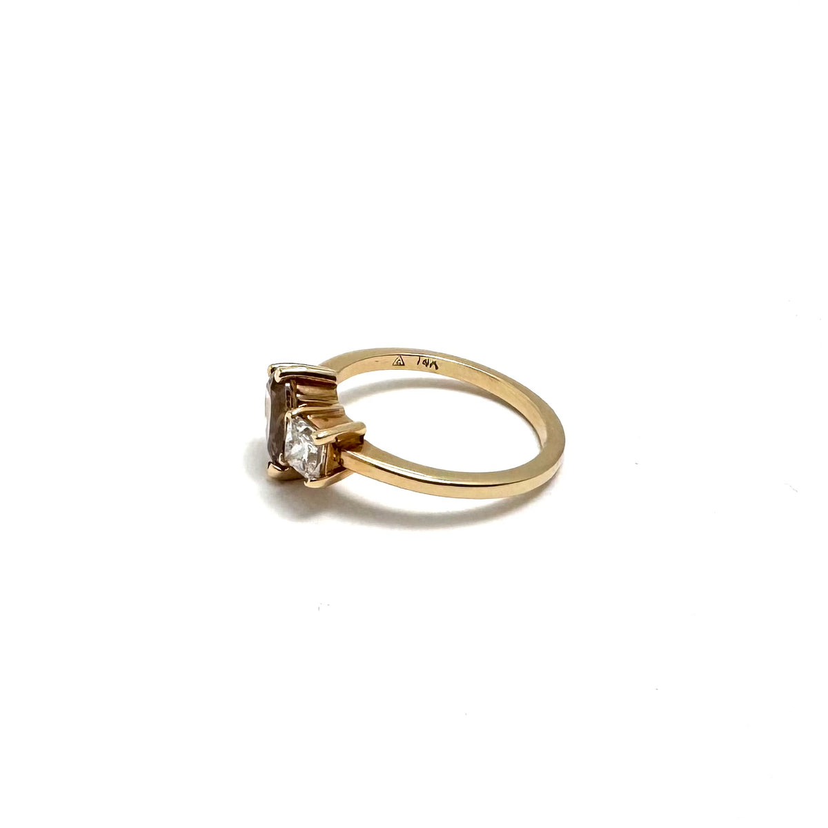 14K Yellow Gold 1.00ct Pear Brown Diamond Ring Size 6.25