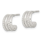 Silver 4Row Bead/Polished 11mm C-Hoop Earrings