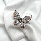 Platinum & 18K Rose Gold Argyle Pink Diamond Butterfly Ring Size 6.25