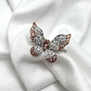 Platinum & 18K Rose Gold Argyle Pink Diamond Butterfly Ring Size 6.25