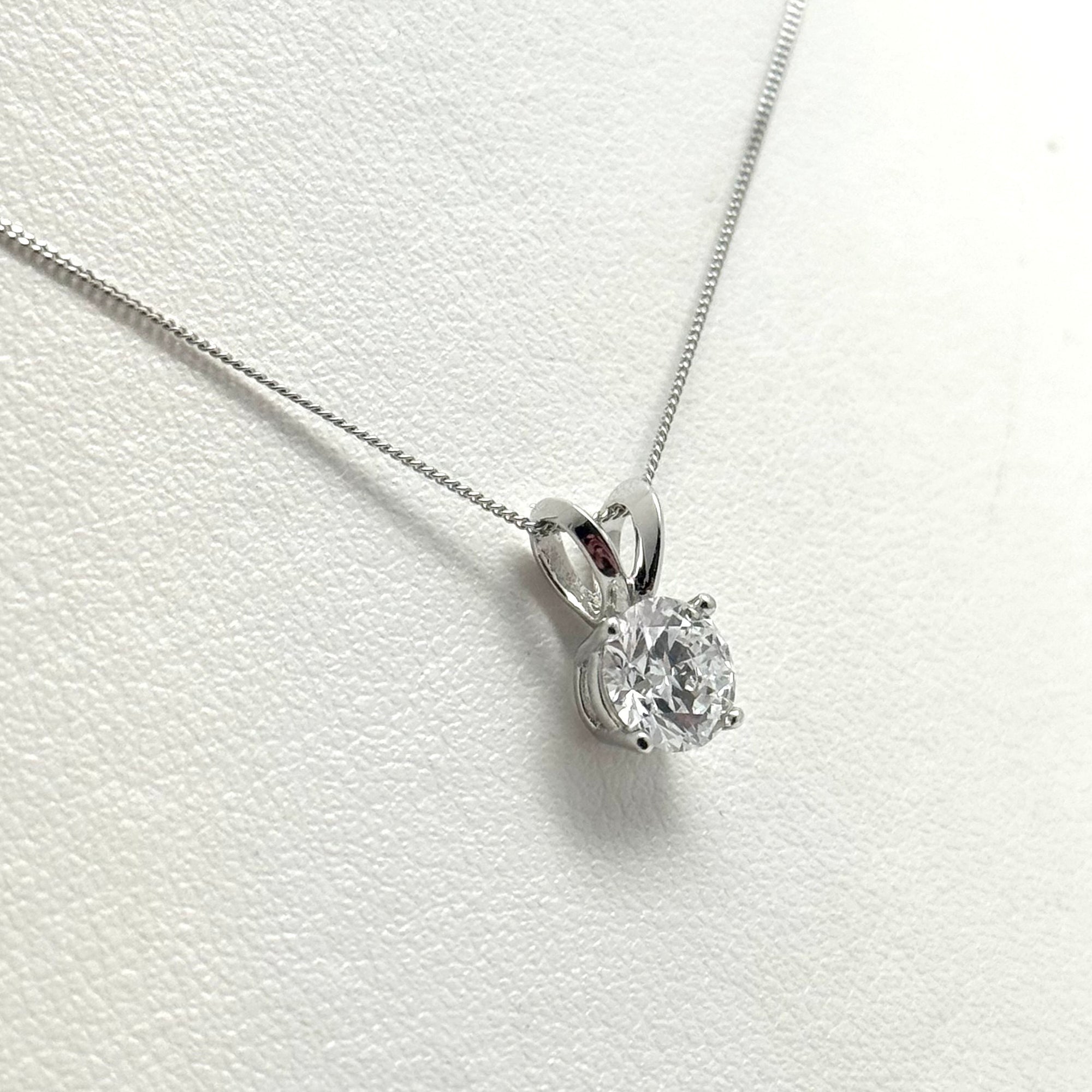 1.00ct Lab Grown Diamond Solitaire Necklace in 10K White Gold