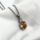 14K White Gold Hessonite Garnet & Diamond Necklace 18-Inch