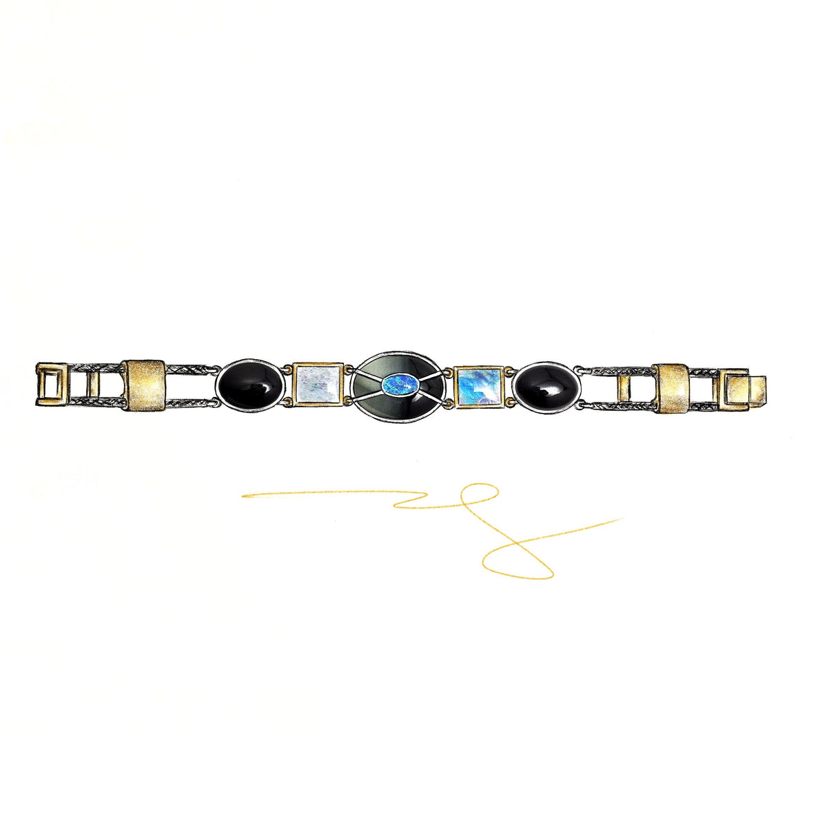 Custom 14K Two-Tone Gold Multi-Stone Bracelet Mount