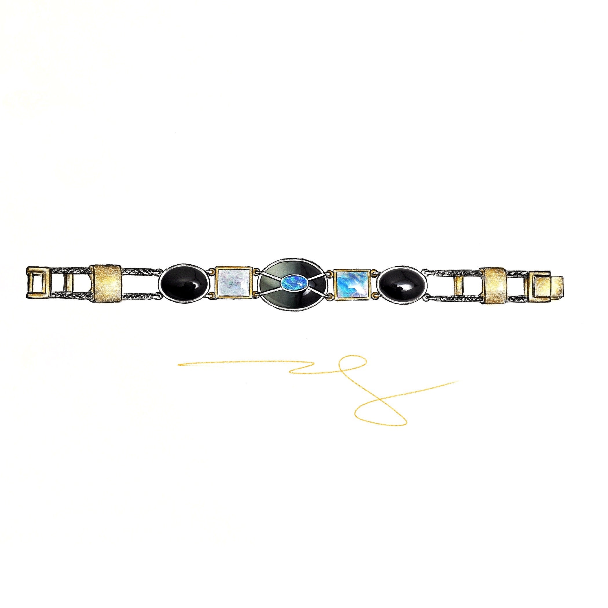 Custom 14K Two-Tone Gold Multi-Stone Bracelet Mount
