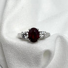 18K White Gold Oval Ruby & Diamond Ring Size 6