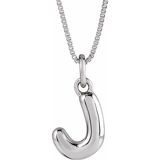 Sterling Silver Initial Bubble 18 Inch Necklace