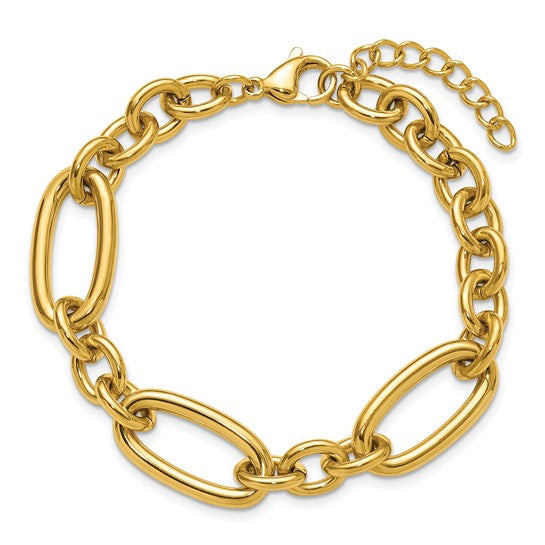 Steel Yellow IP Plated Open Link 7" Bracelet