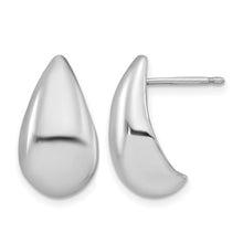 Rhodium Silver Puff Teardrop Stud Earrings