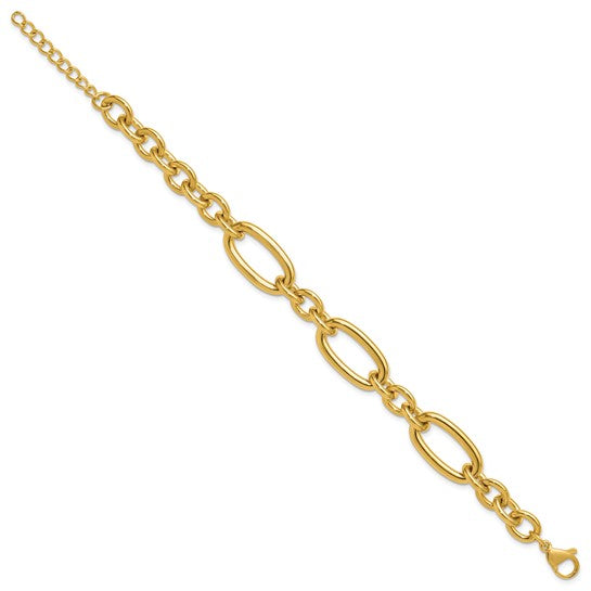 Steel Yellow IP Plated Open Link 7" Bracelet