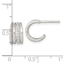 Silver 4Row Bead/Polished 11mm C-Hoop Earrings