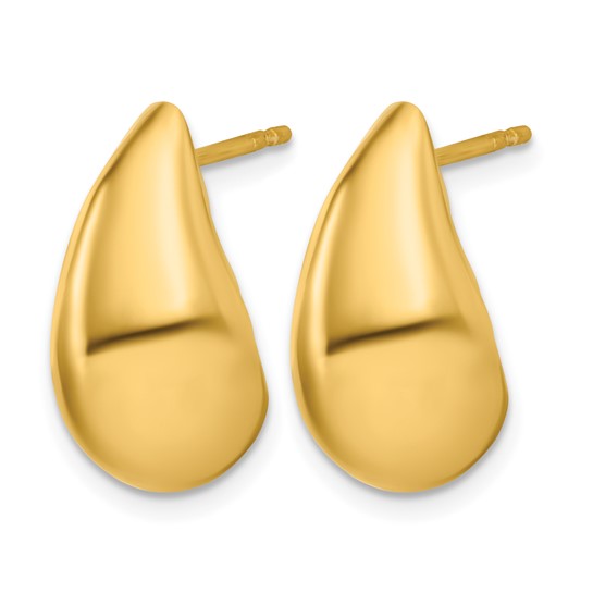 Gold-Plated Silver Puff Teardrop Stud Earrings