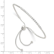 Sterling Silver Polished CZ Adjustable Bracelet