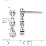 Sterling Silver Three CZ Post Dangle Earrings