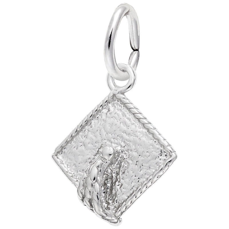 Silver Grad Hat Charm 11x11mm
