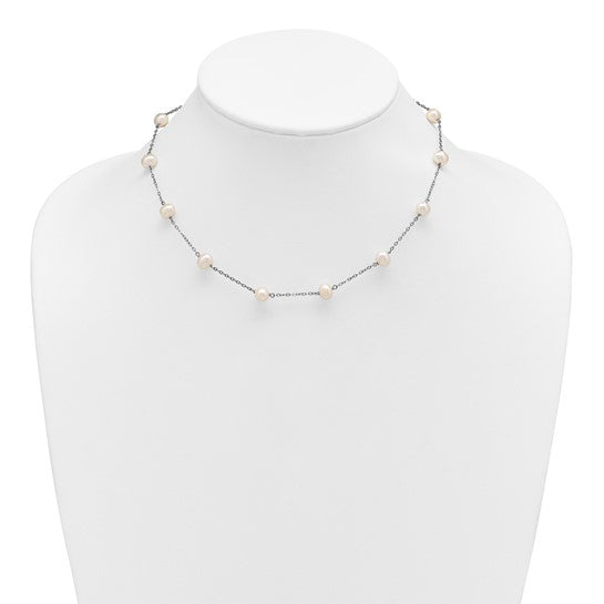 Silver 16" 12-Station 6-7mm Fresh Water Pearl Necklace