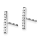 Sterling Silver Polished CZ Bar Post Earrings