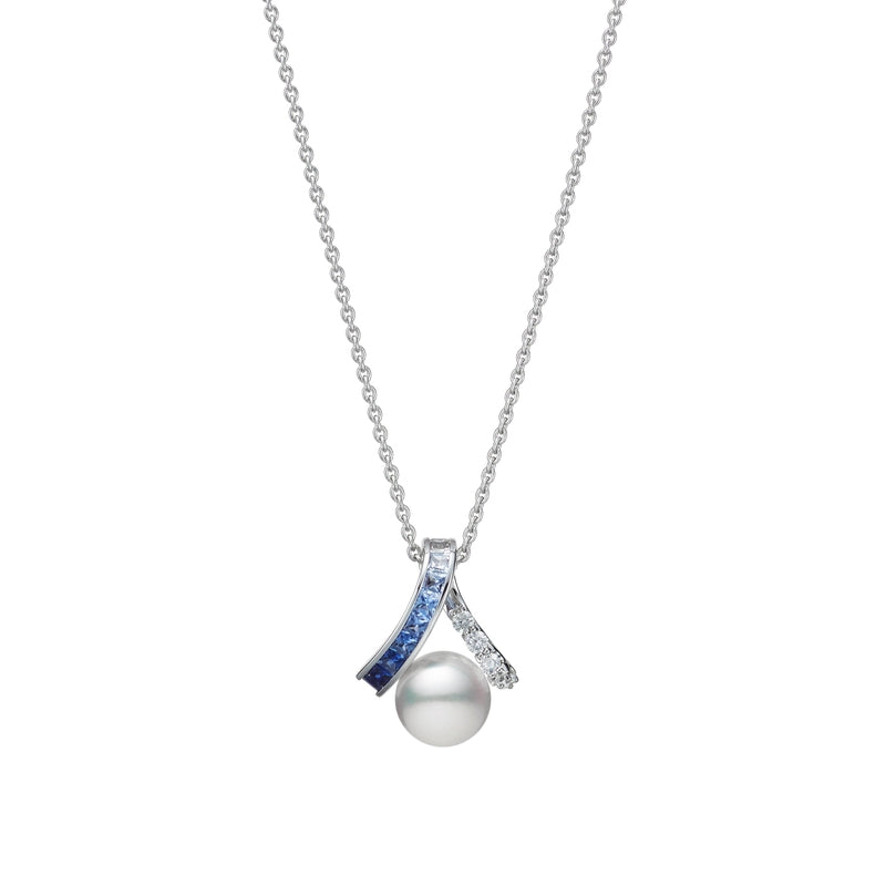 Mikimoto Ocean Akoya and Sapphire Necklace in White Gold