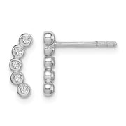 Sterling Silver Five CZ Curved Post Earrings