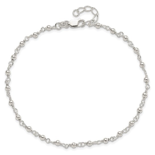 Sterling Silver Beaded Anklet