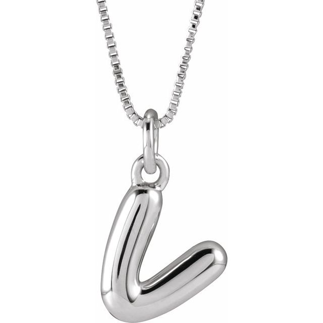 Sterling Silver Initial Bubble 18 Inch Necklace