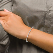 Sterling Silver Polished CZ Adjustable Bracelet