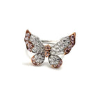 Platinum & 18K Rose Gold Argyle Pink Diamond Butterfly Ring Size 6.25