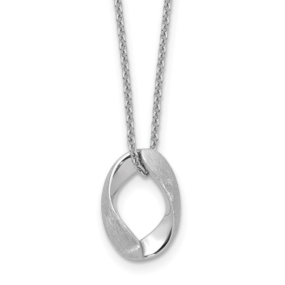 Silver 16.5" Oval Brush/Polish Necklace