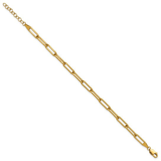 14K Gold Filled 6.5" Paperclip 4.10mm Bracelet with Extender
