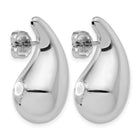 Silver Full Teardrop Post Earrings with Rhodium Plating