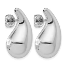 Silver Full Teardrop Post Earrings with Rhodium Plating