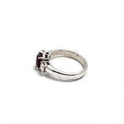 18K White Gold Oval Ruby & Diamond Ring Size 6