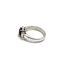 18K White Gold Oval Ruby & Diamond Ring Size 6