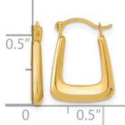 10K Yellow Gold Polished Fancy Knife Edge Hoops, 12x15mm
