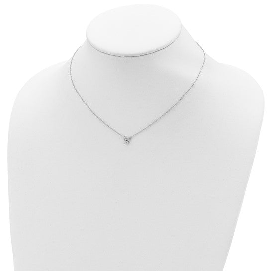 Sterling Silver Rhodium Plated 3-CZ Necklace