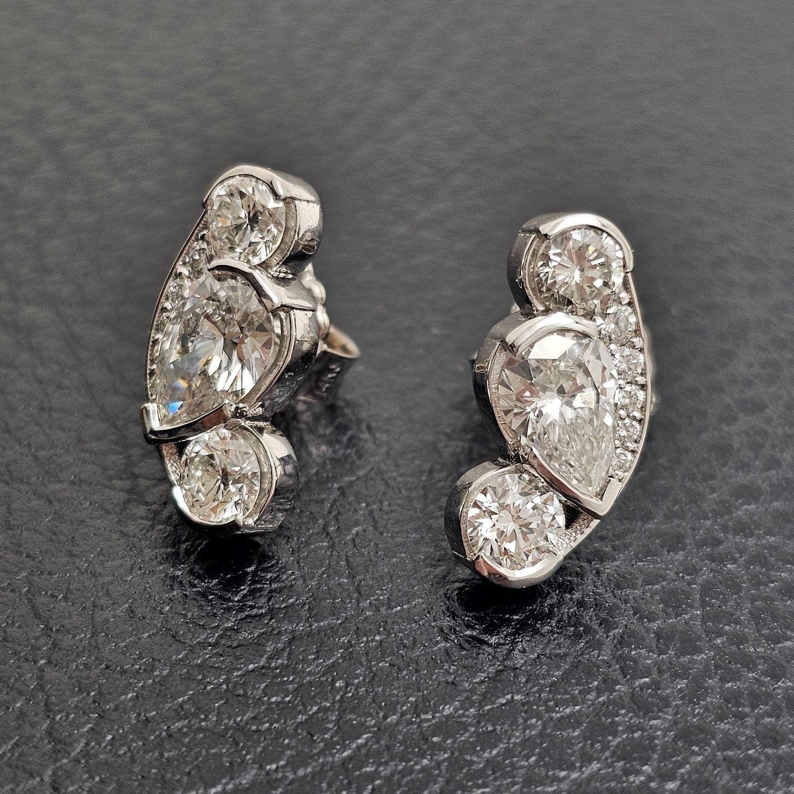 Custom 14K White Gold Diamond Earring Mounts