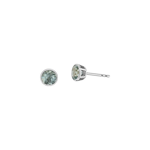 10K White Gold 5mm Aquamarine Bezel Stud Earrings
