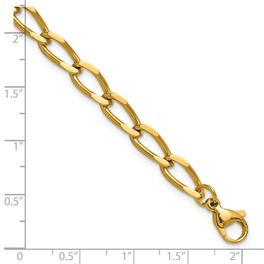 Steel Yellow IP Plated 8" Elongated Curb Bracelet