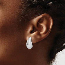 Rhodium Silver Puff Teardrop Stud Earrings