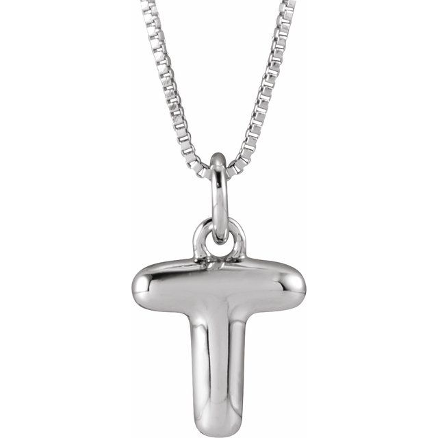 Sterling Silver Initial Bubble 18 Inch Necklace