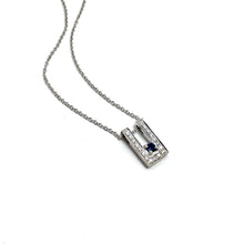 14K White Gold Sapphire & Diamond Necklace 18-Inch