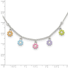 Sterling Silver Enameled Flowers Children's Necklace