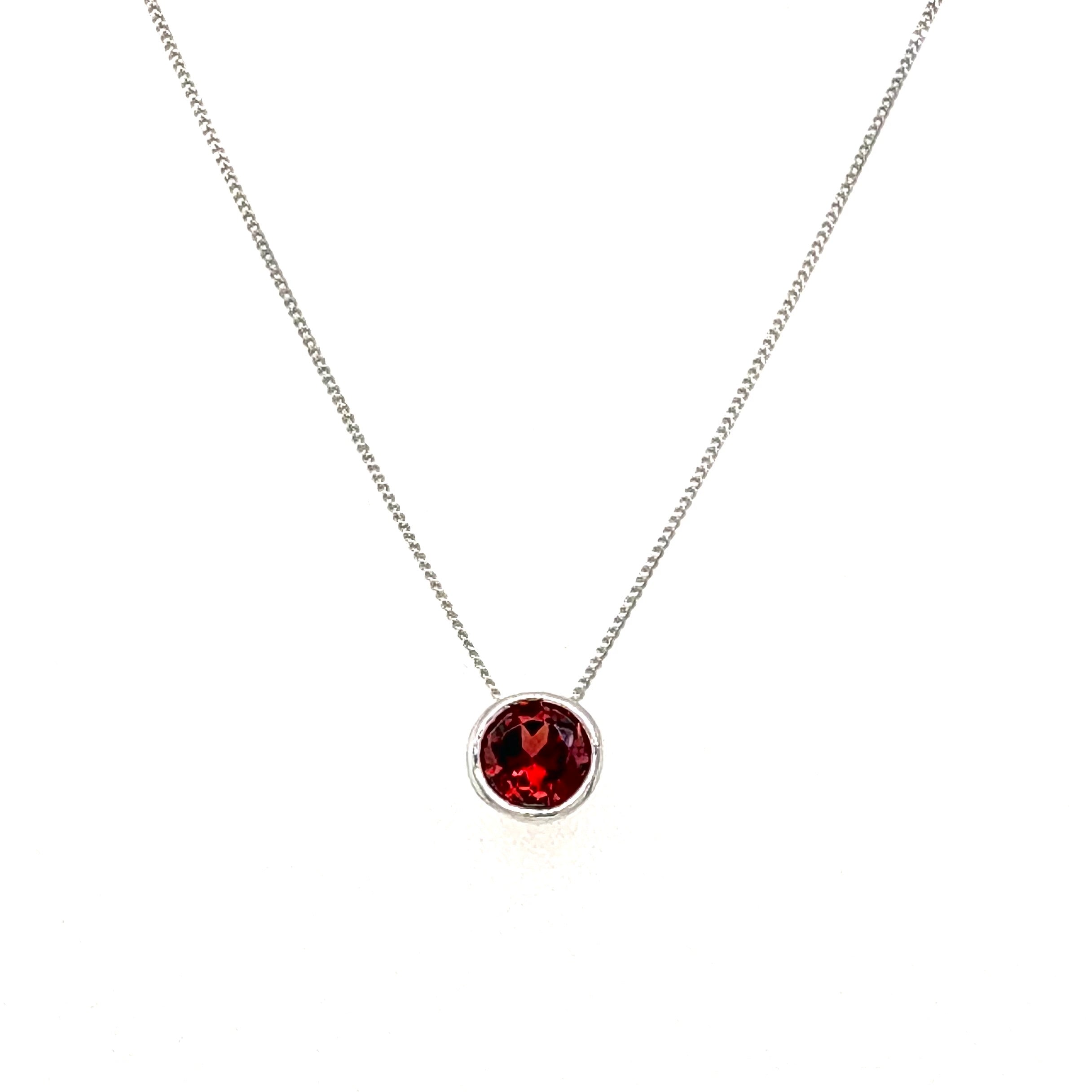 10K White 5mm Garnet Necklace