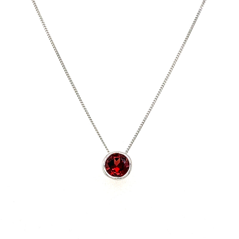10K White 5mm Garnet Necklace
