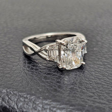 Platinum 2.34ct Cushion Lab-Grown Diamond 3-Stone Ring