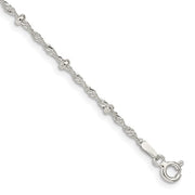 Silver 7" Singapore with Beads Bracelet