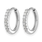 10K White Gold 12mm Hinged Diamond Hoop Earrings