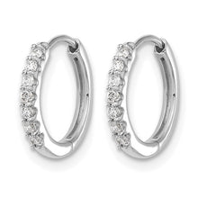 10K White Gold 12mm Hinged Diamond Hoop Earrings
