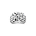 14K White Quilted Domed Canadian Maple Leaf Diamond Ring