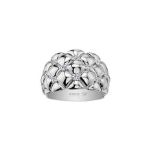 14K White Quilted Domed Canadian Maple Leaf Diamond Ring